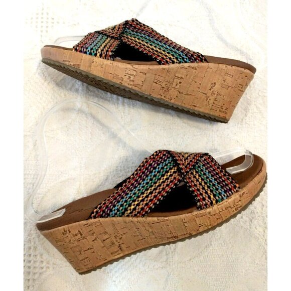 Skechers Woven Beverlee Delighted Mid Heel Wedge Sandals Luxe Foam Women - 7M - Picture 4 of 7